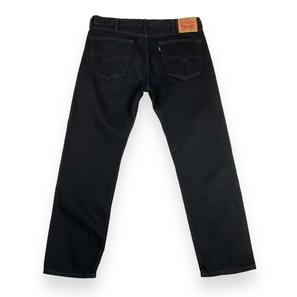 Levis Jeans Mens 38x32 (ACT 38x30) Black 505 Straight Denim
